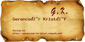 Gerencsér Kristóf névjegykártya